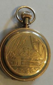 Solid gold B.W.C.co hunter style illinois movement