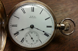 1883 Waltham Pocket Watch 18 Size in 16K Solid Gold Eagle Case