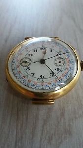 Vintage A L HEURE   watch 18 k gold ONE BUTTON Chronograph 1915 ? RARE