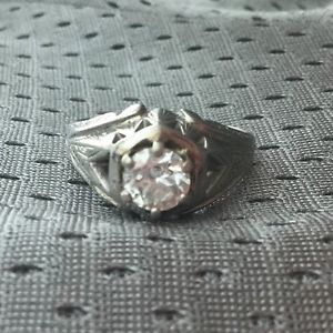 Vintage Transitional Cut Diamond Ring Circa 1935 .90 CTS 18g White Gold
