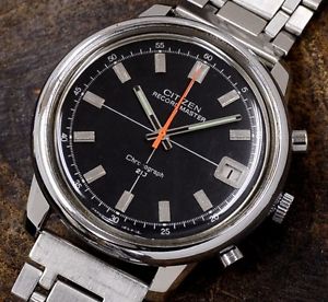 CITIZEN RECORD MASTER chronograph original black dial hand-rolled steel in 1968