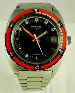 LONGINES ULTRONIC 6312 VINTAGE 1970 OVERSIZE DIVER WATCH WITH BOX AND PAPERS !