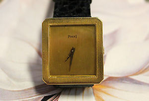 PIAGET PROTOCOLE REF. 9154 STRIPES SQUARE RARO RARE SOLID GOLD ORO 18 KT