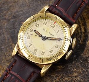 WITTNAUER WEEMS pilot watch original two-tone dial pencil hand 10KGF case 1940