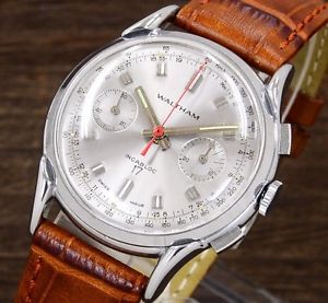 WALTHAM Randeron 148 hand-winding chronograph silver dial angle type pusher 1940