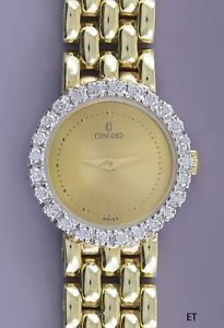 Best Quality 14K Gold Diamond Concord Wristwatch Original Box