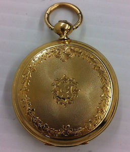 Henry Hoffmann Locle Key Wind Hunter Case Pocket Watch 18K GOLD