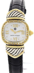 Ladies David Yurman 14K Yellow Gold & Stainless Steel w/ Diamonds Watch