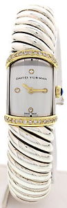 Ladies David Yurman T209-M Sterling Silver & 18k Gold w/ Diamonds Bangle