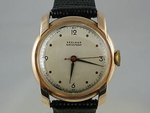 VINTAGE 14K SOLID ROSE GOLD SEELAND gent WATCH