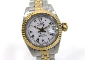 AUTHENTIC TUTOR Prince Date Ladies Wrist Watch Automatic 92513 SS x GP