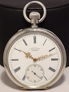 V.RARE SILVER A.LANGE & SOHNE GLASHUTTE B/DRESDEN POCKET WATCH QUAL. CHRONOMETER