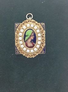 Vintage Watch 14K Gold Broach, Pin, Cameo, Pendant Hand Painted Rare Beautiful
