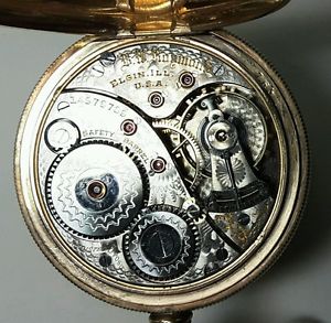 Elgin BW Raymond 18 sz, 19 j, wind indicator, jeweled barrel, gold filled case