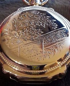 Vintage New York Presidente Illinois Made Pocket Watch Huge 14K Box Hinged Case