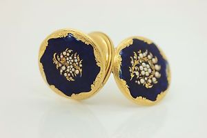 ANTIQUE  PERFECT 18K GOLD ENAMEL PEARL DECORATED FOR LADY NECKLASE WATCHES