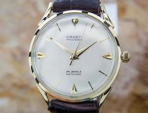 Gruen Rare Solid Gold Swiss Made Mens Automatic Vintage 1960s Dress Watch EB159