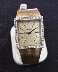 Geneva Eva Fine Diamonds and 14k Gold Ladies Wristwatch