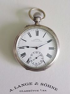 UNIQUE J. ASSMANN GLASHUTTE OVERSIZE MOVEMENT & CASE SILVER POCKET WATCH