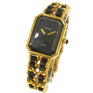 Authentic CHANEL Vintage Premiere Wristwatch Gold Quartz Swiss Made #L AK07381