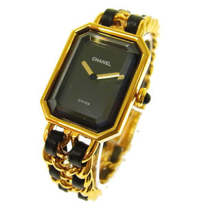 Authentic CHANEL Vintage Premiere Wristwatch Gold Quartz Swiss Made #M G02247
