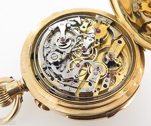 HIGH GRADE BAUME CHRONOGRAPH MINUTE REPEATER 18k GOLD POCKET WATCH