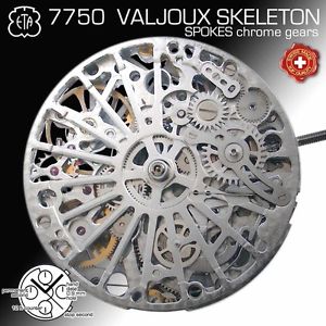 MOVEMENT ETA VALJOUX 7750, AUTOMATIC CHRONO, SKELETON MODIFICATION SPOKES DESIGN