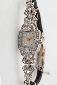 Vintage 1950s $6000 1.50ct VS G Diamond Platinum HAMILTON Ladies Watch WARRANTY
