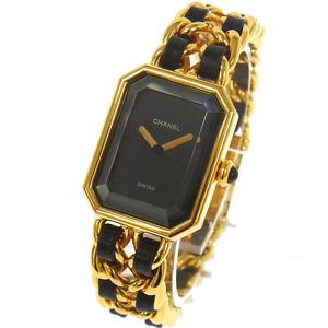 Authentic CHANEL Vintage Premiere Wristwatch Gold Quartz Swiss Made #M A21097
