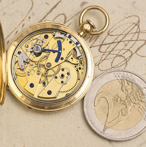 Antique 1840 MINIATURE GOLD REPEATING REPEATER Quality Pocket Watch w/ Parachute