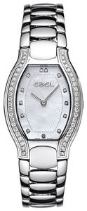 Ebel Beluga Tonneau Mini Steel & Diamond Womens Luxury Swiss Watch MOP 1215091