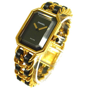 Authentic CHANEL Vintage Premiere Wristwatch Gold Quartz Swiss Made #M G02263