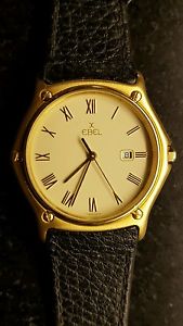 Ebel Men's Classic Wave Watch 883903 18K Gold, Leather Band