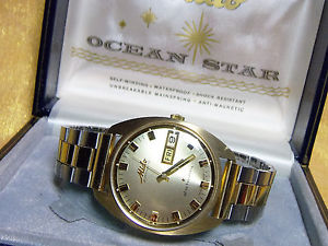 VINTAGE MIDO OCEAN STAR 14K SOLID GOLD SWISS WATCH 5999 AUTOMATIC DATODATE~RARE