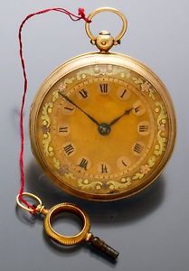 Early 18K Gold Verge Fusee Midsize Swing Out Pocket Watch Antique from the 1820s
