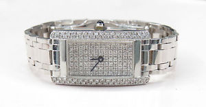 Vintage 14K Solid White Gold 1.15ct Diamond Face GENEVE Ladies Watch SWISS Italy