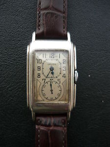 Gruen Duo Dial Doctor's Silver Watch Art Deco circa 1930's