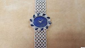 Ladies Bueche Girod Vintage 18K White Gold Diamond Marquise Sapphire Watch