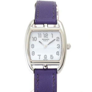 Authentic HERMES Purple Leather Kepugotto Watch CT1.210