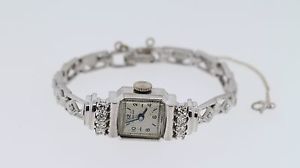 Vintage OLLENDORFF  LADY SWISS COCKTAIL ART DECO 14K white gold watch