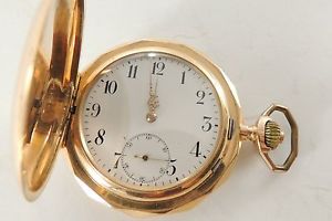 14K SOLID GOLD GERMAN SIZE 16 OR 18 POCKET WATCH
