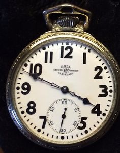 1932 Ball Official RR Standard 16s 23 Jewel Gold Filled Pocket Watch Ball Case