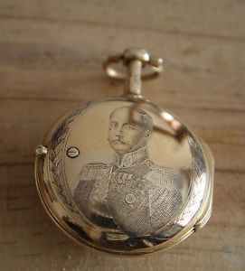 Lepine A Paris Verge Fusee 18k gold watch.Alexander II of Russia portrait