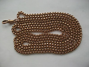 9ct ROSE GOLD, ANTIQUE VICTORIAN GUARD, MUFF OR WATCH CHAIN  C.1895 31.8 GRAMS