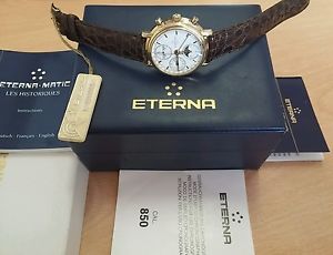 Eterna Matic Moon Les Historiques Gold 18kt Chrono NOS Calendar Box & Papers