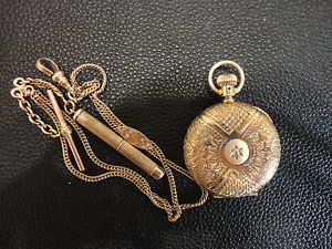 ELGIN Pocket Watch in Ornate Dueber 14k solid gold case VERY NICE CONDITION NR
