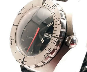 VINTAGE SANDOZ TYPHOON from the 60ties, black daydate dial, TOPP CONDITION