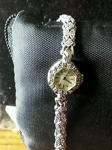 Wittnauer 14k white gold and diamond watch