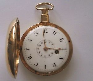 Stunning Fusee 18k Gold  Verge KW Enamel Heinrich Half Hunter Pocket Watch 1798