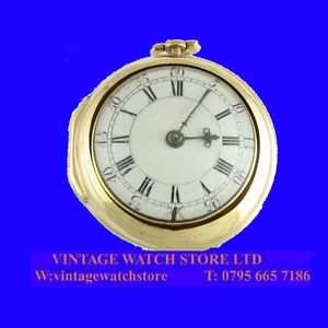 Stunning 22k Gold Fusee Verge London  P-Case Pocket Watch 1748
